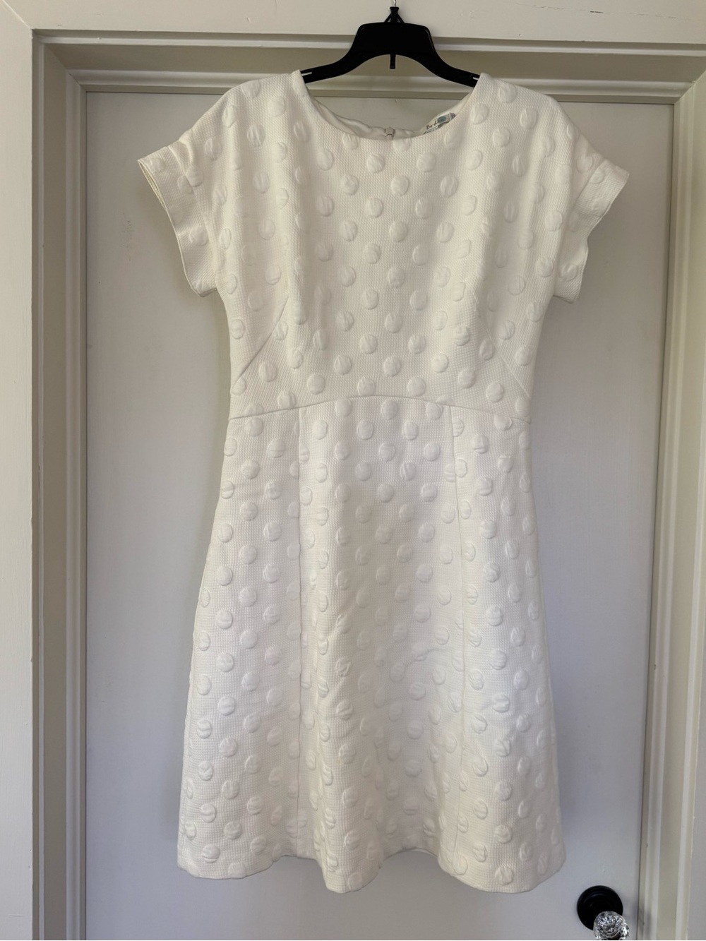 Boden cap sleeve jacquard white midi dress